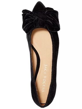 Jack Rogers Black Velvet Pointed Toe Bow Flats Size 7